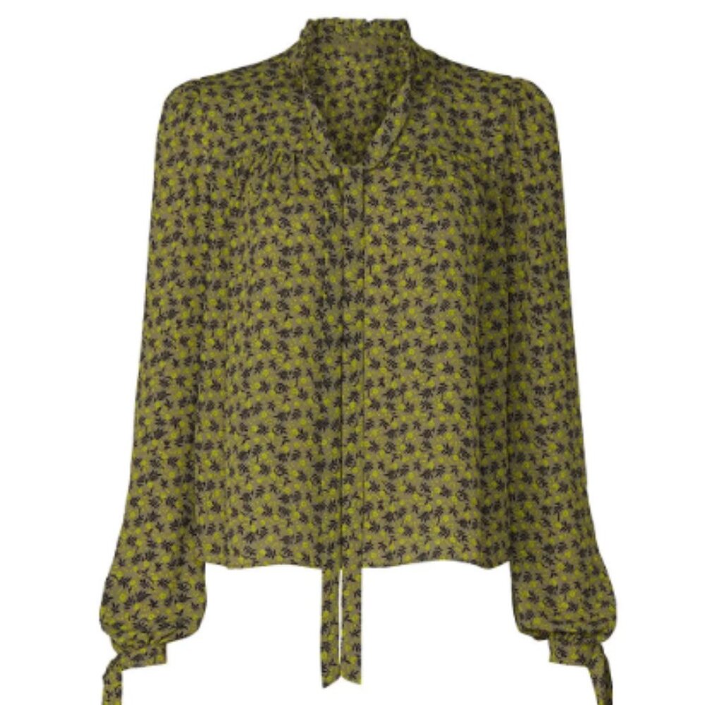 Love, Whit by Whitney Port Green Floral V-Neck Blouse – Size 8